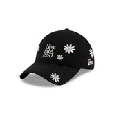New Era Cap Flower Embroidery Black Denim 9TWENTY Adjustable Hat