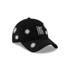 New Era Cap Flower Embroidery Black Denim 9TWENTY Adjustable Hat