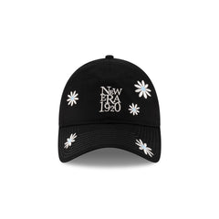 New Era Cap Flower Embroidery Black Denim 9TWENTY Adjustable Hat