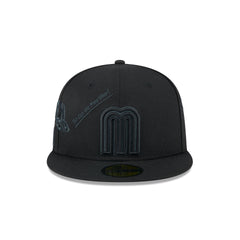 Mexico Baseball New Era Anniversary Logos Black on Black 59FIFTY Fitted Hat