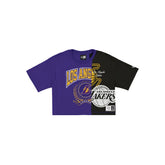 Los Angeles Lakers Team Split Women's Cropped Short-Sleeve T-Shirt