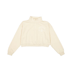 Los Angeles Dodgers Tonel Cropped Light Beige Women's Quarter Zip