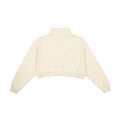 Los Angeles Dodgers Tonel Cropped Light Beige Women's Quarter Zip