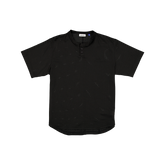New Era Branded Galvin 2-Button Mesh Henley Black Jersey