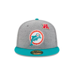 Miami Dolphins Heather Gray Wool 59FIFTY Fitted Hat