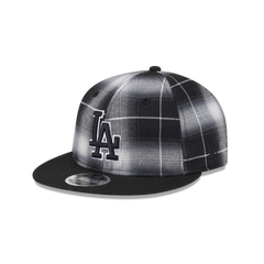 Los Angeles Dodgers Black and White Plaid Retro Crown 9FIFTY Snapback Hat