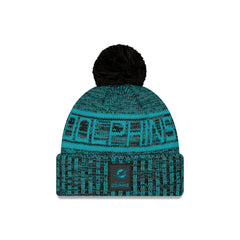 Miami Dolphins 2025 Sideline Cold Weather Black Pom Knit Hat