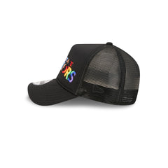 Golden State Warriors Rainbow Wordmark 9FORTY A-Frame Trucker Hat