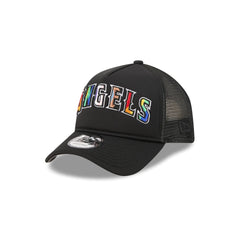 Los Angeles Angels Rainbow Wordmark 9FORTY A-Frame Trucker Hat