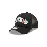Houston Astros Rainbow Wordmark 9FORTY A-Frame Trucker Hat