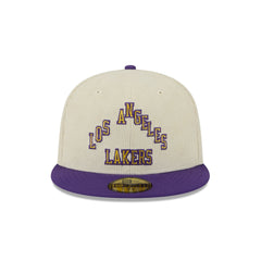 Los Angeles Lakers 2025 City Edition Chrome White Corduroy 59FIFTY Fitted Hat