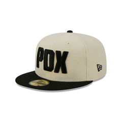 Portland Trail Blazers 2025 City Edition Chrome White Corduroy 59FIFTY Fitted Hat
