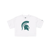Michigan State Spartans Summer Women's White Cropped Jersey T-Shirt