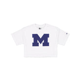 Michigan Wolverines Summer Women's White Cropped Jersey T-Shirt