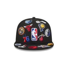 NBA All Over Logo Black 59FIFTY Fitted Hat
