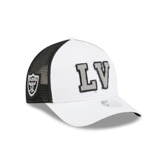 Las Vegas Raiders Optic White Felt Logo Women's 9FORTY M-Crown A-Frame Trucker Hat