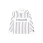 New Era Branded College White Striped Long-Sleeve Rugby Shirt
