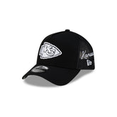 Kansas City Chiefs Side Script Black 9FORTY A-Frame Trucker Hat