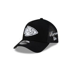 Kansas City Chiefs Side Script Black 9FORTY A-Frame Trucker Hat