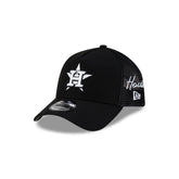Houston Astros Side Script Black 9FORTY A-Frame Trucker Hat