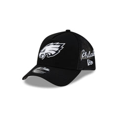 Philadelphia Eagles Side Script Black 9FORTY A-Frame Trucker Hat