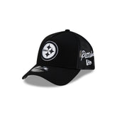 Pittsburgh Steelers Side Script Black 9FORTY A-Frame Trucker Hat
