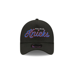 Malbon x New York Knicks Black Script 9FORTY A-Frame Snapback Hat