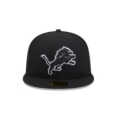 Detroit Lions Black and White Basic 59FIFTY Fitted Hat