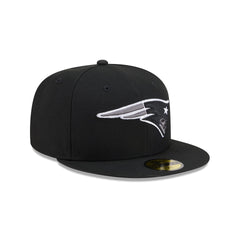 New England Patriots Black and White Basic 59FIFTY Fitted Hat