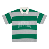 New Era Branded Embroidered Yarn Dye Kelly Green Rugby Shirt