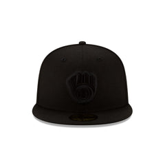 Milwaukee Brewers Black on Black 59FIFTY Fitted Hat