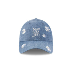 New Era Cap Flower Embroidery Light Denim 9TWENTY Adjustable Hat