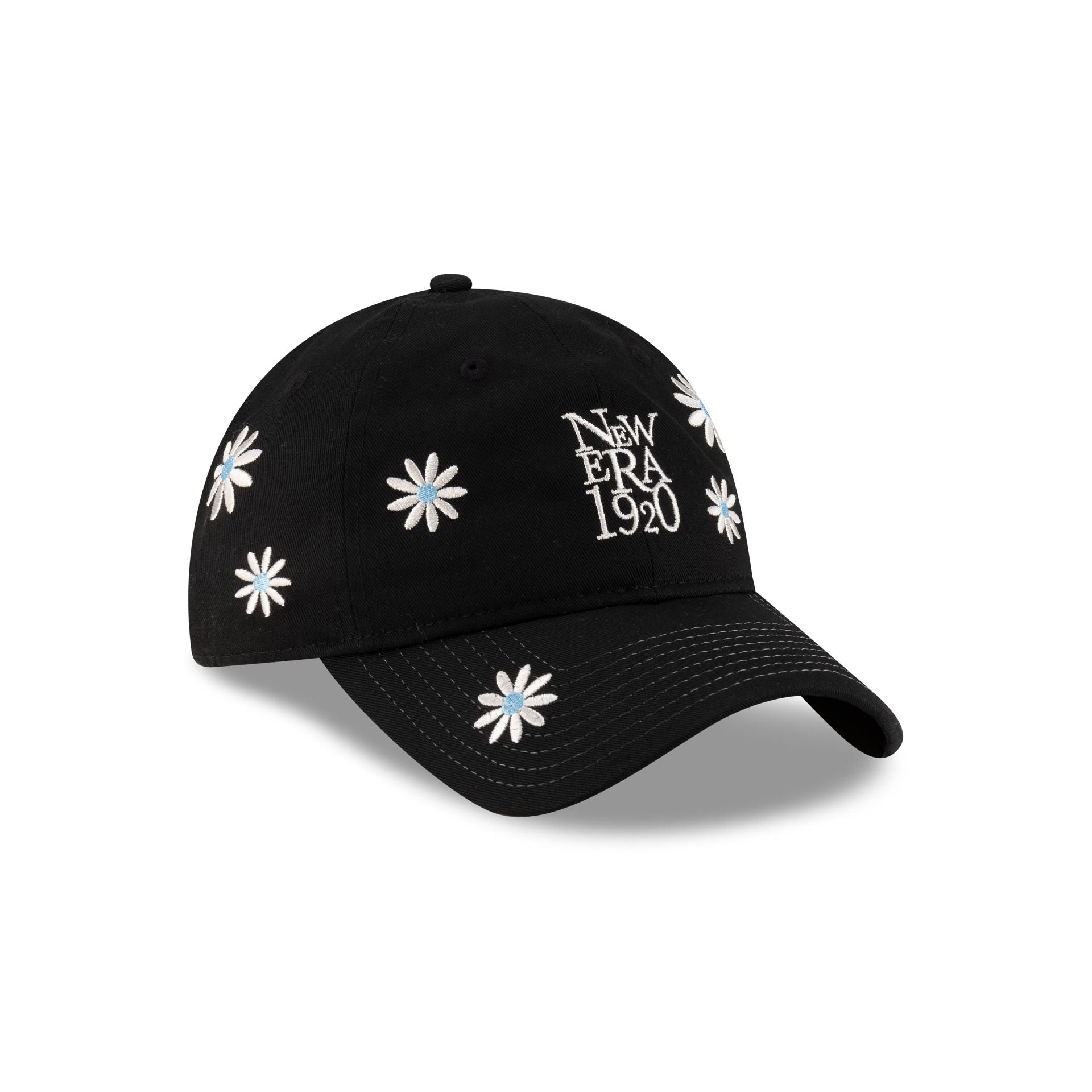 New Era Cap Flower Embroidery Black Denim 9TWENTY Adjustable Hat