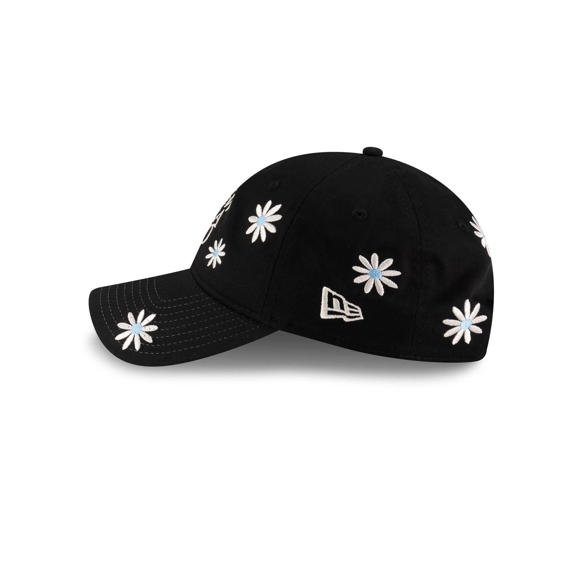 New Era Cap Flower Embroidery Black Denim 9TWENTY Adjustable Hat