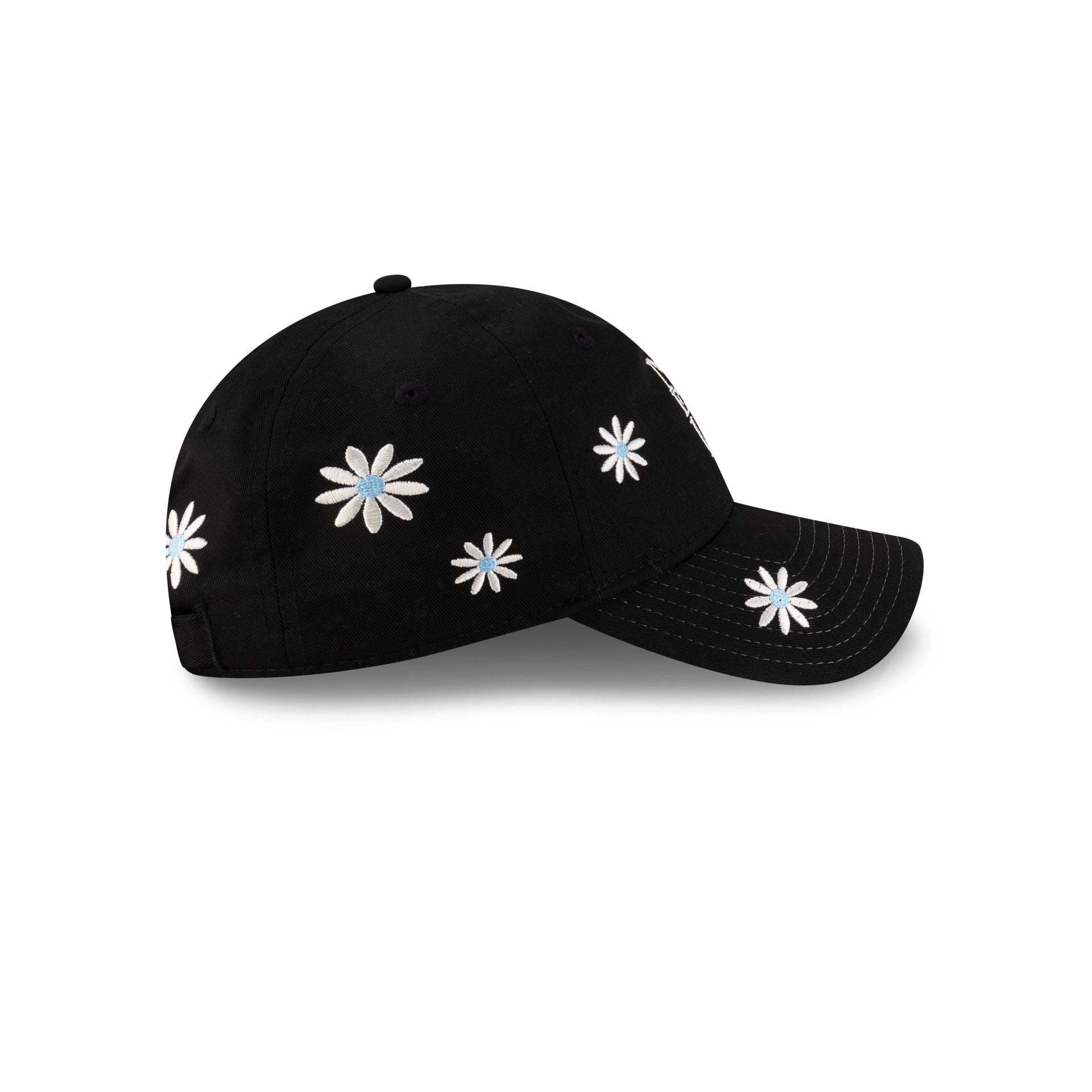 New Era Cap Flower Embroidery Black Denim 9TWENTY Adjustable Hat