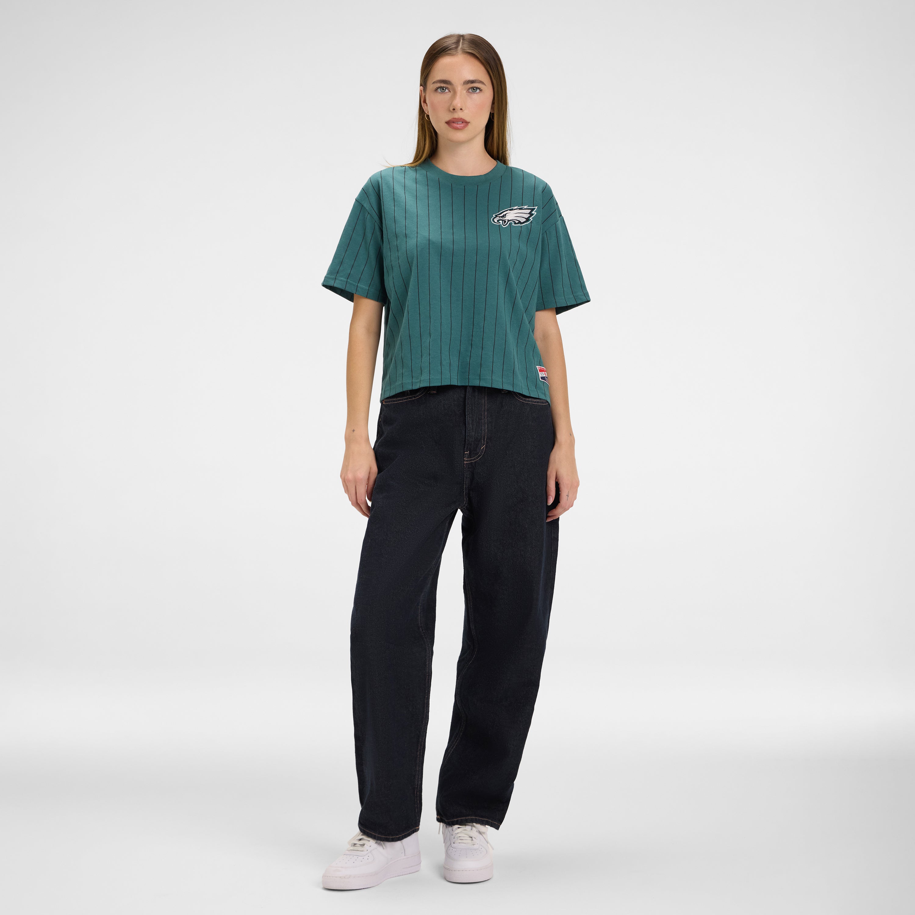 Kansas City Chiefs Throwback Women's Cropped Pinstripe T-Shirt