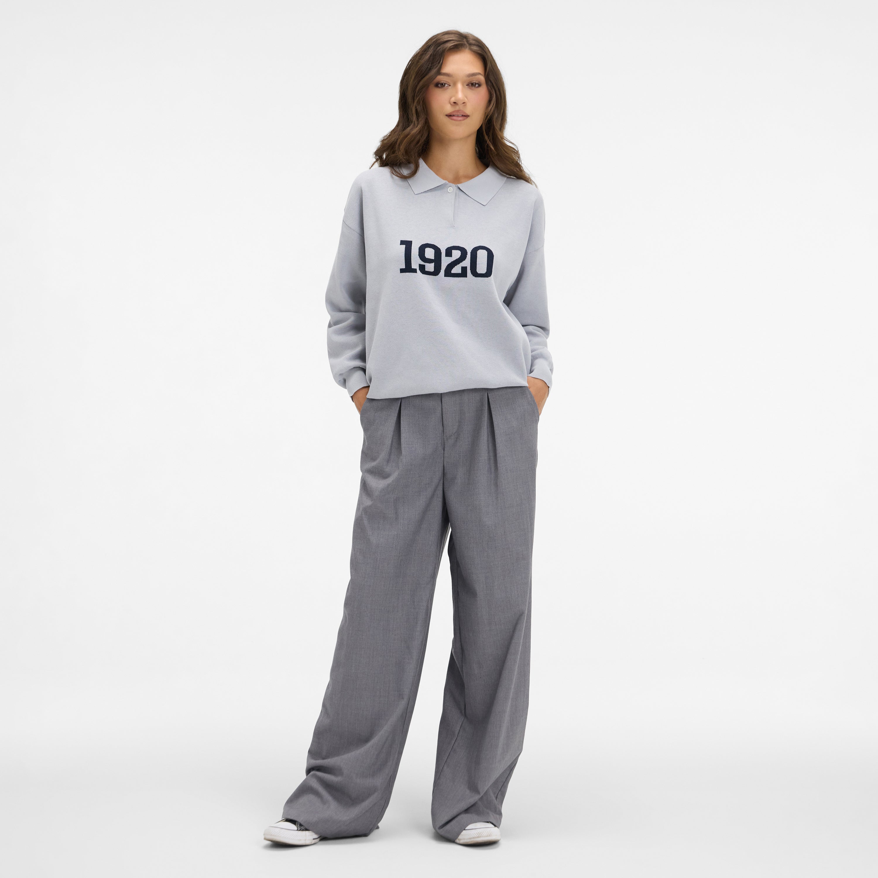 New Era Cap Gray Knit Long-Sleeve Polo