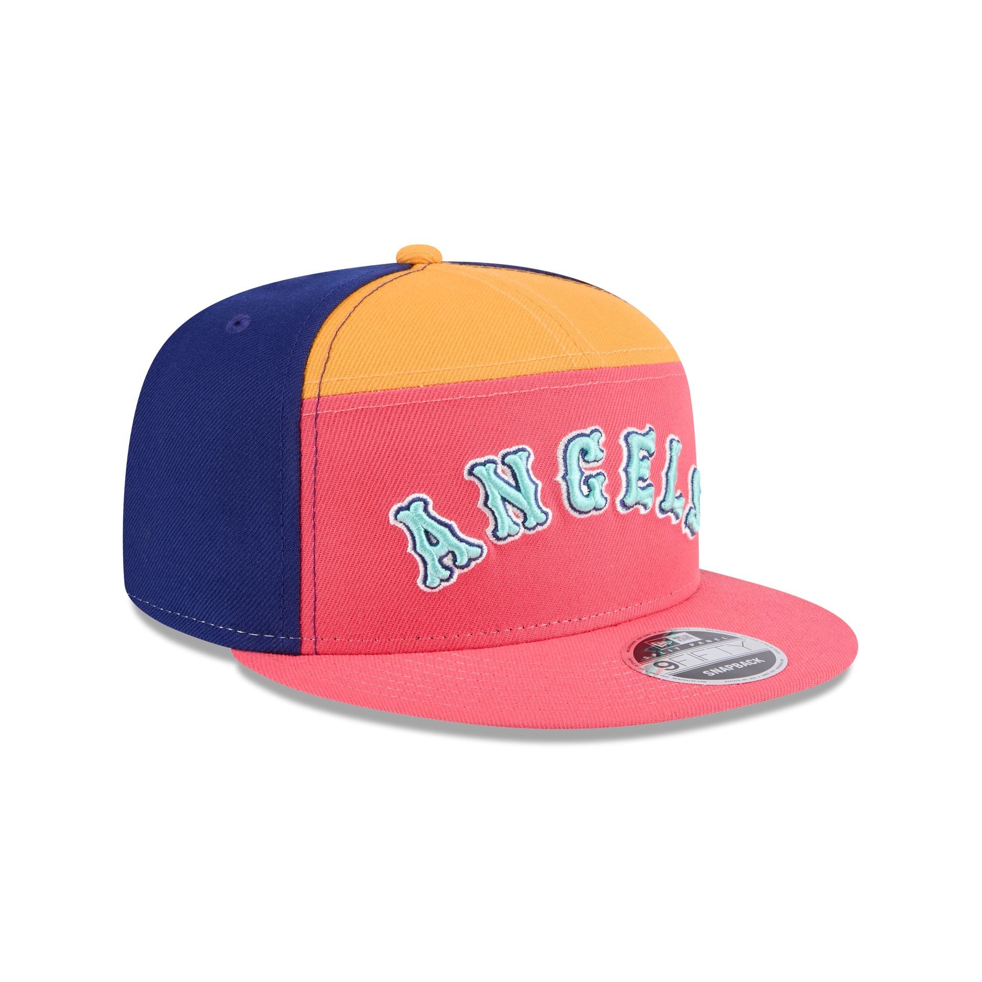 Los Angeles Angels Coral Split Panel 9FIFTY Snapback Hat