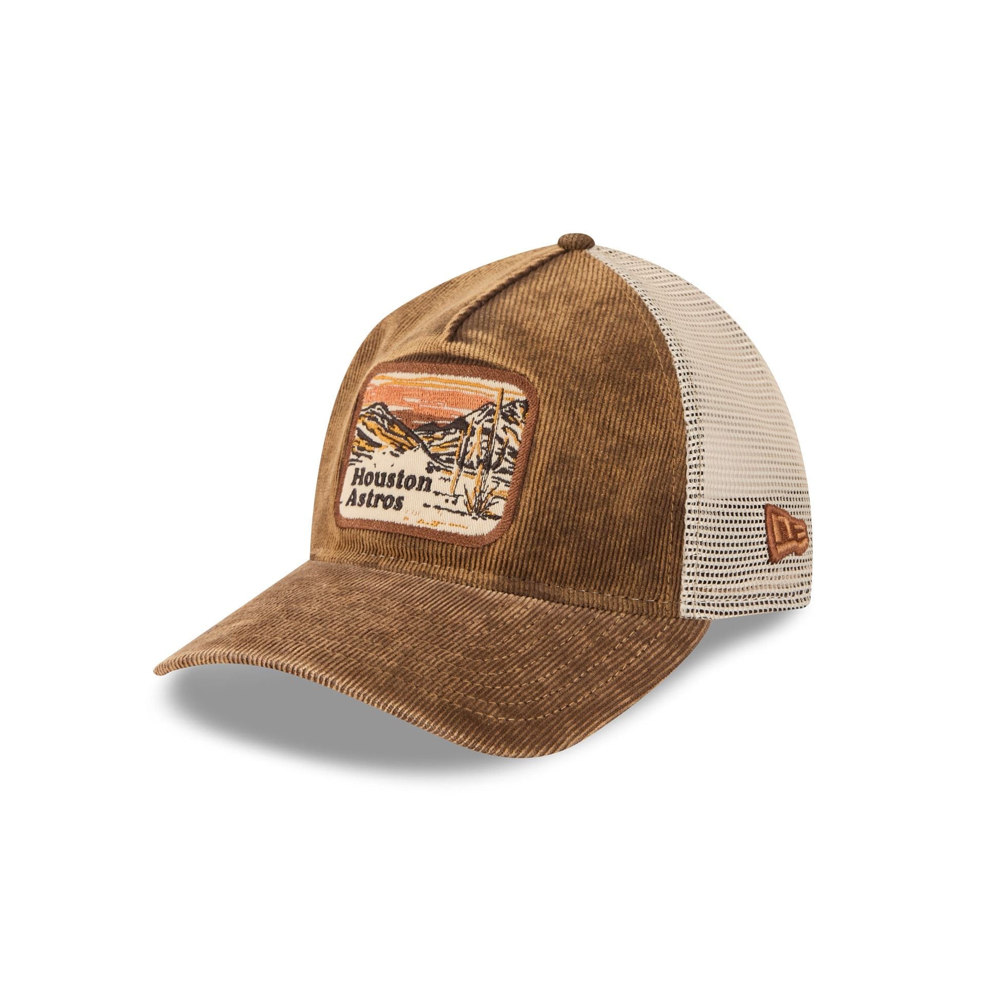 Houston Astros Vintage Landscape Brown 9TWENTY A-Frame Trucker Hat