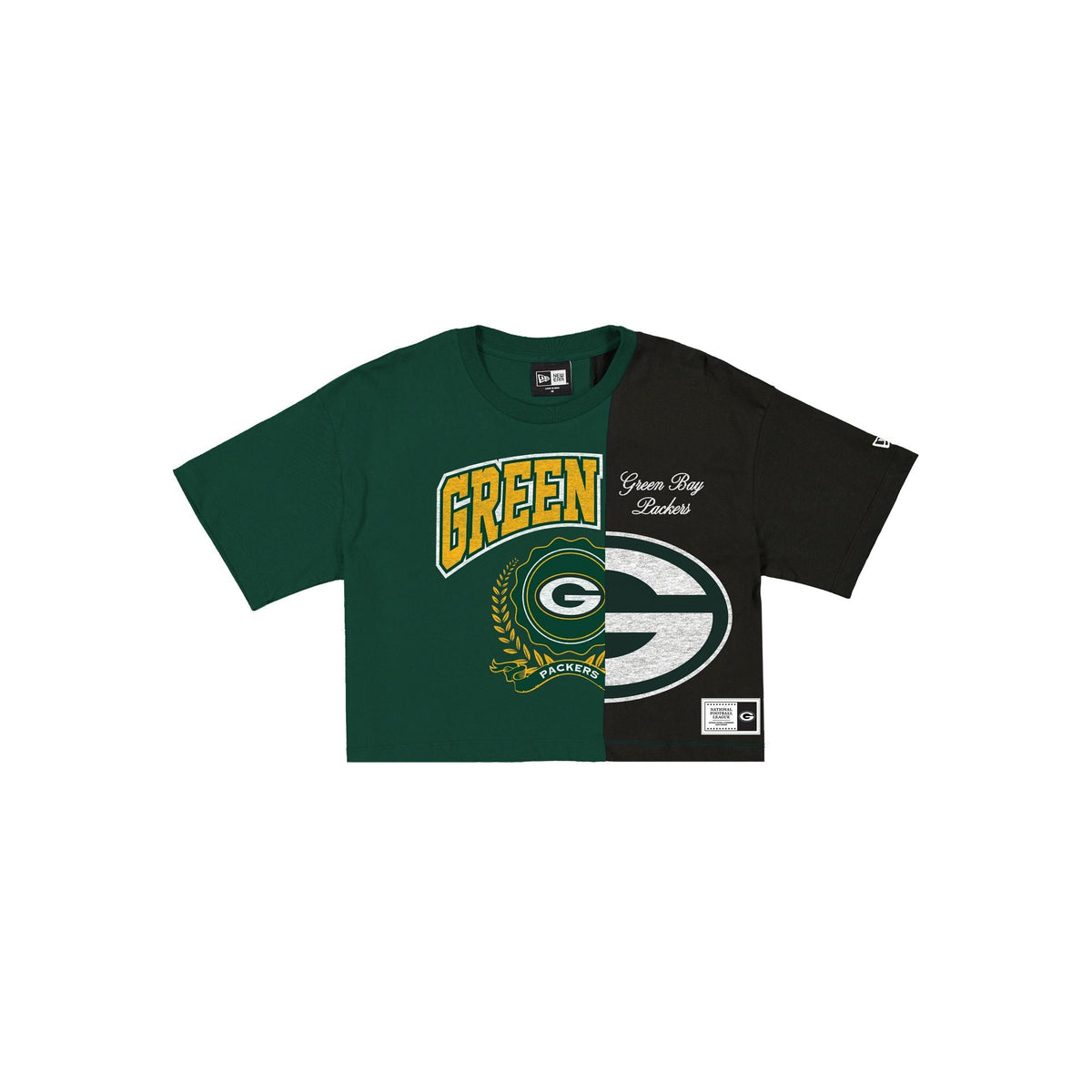 Green Bay Packers Team Split Women's Cropped Short-Sleeve T-Shirt