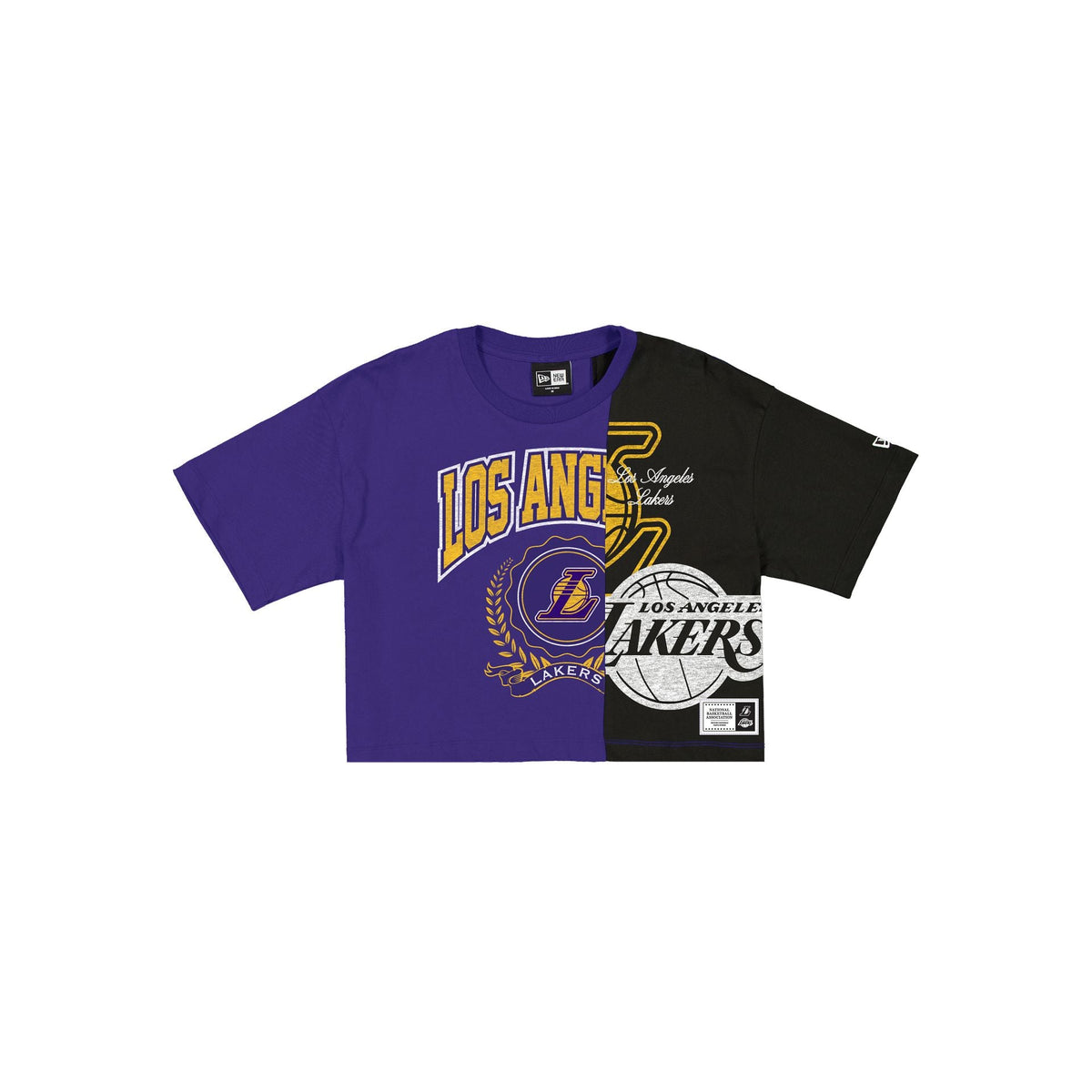 Los Angeles Lakers Team Split Women's Cropped Short-Sleeve T-Shirt