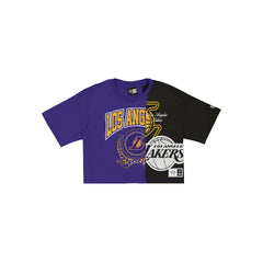 Los Angeles Lakers Team Split Women's Cropped Short-Sleeve T-Shirt