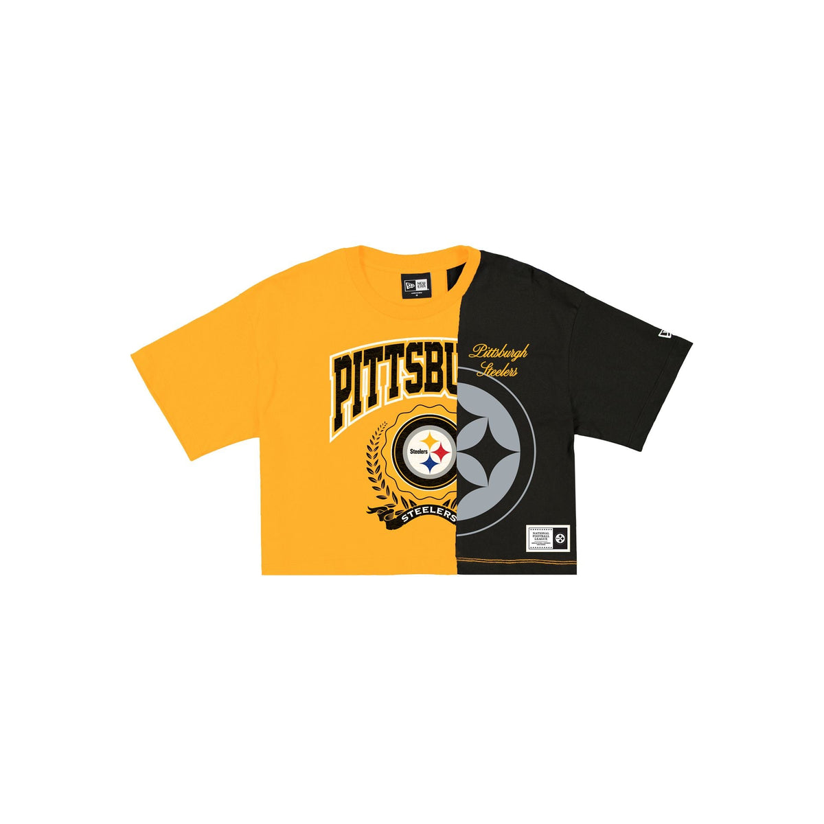 Pittsburgh Steelers Team Split Women's Cropped Short-Sleeve T-Shirt