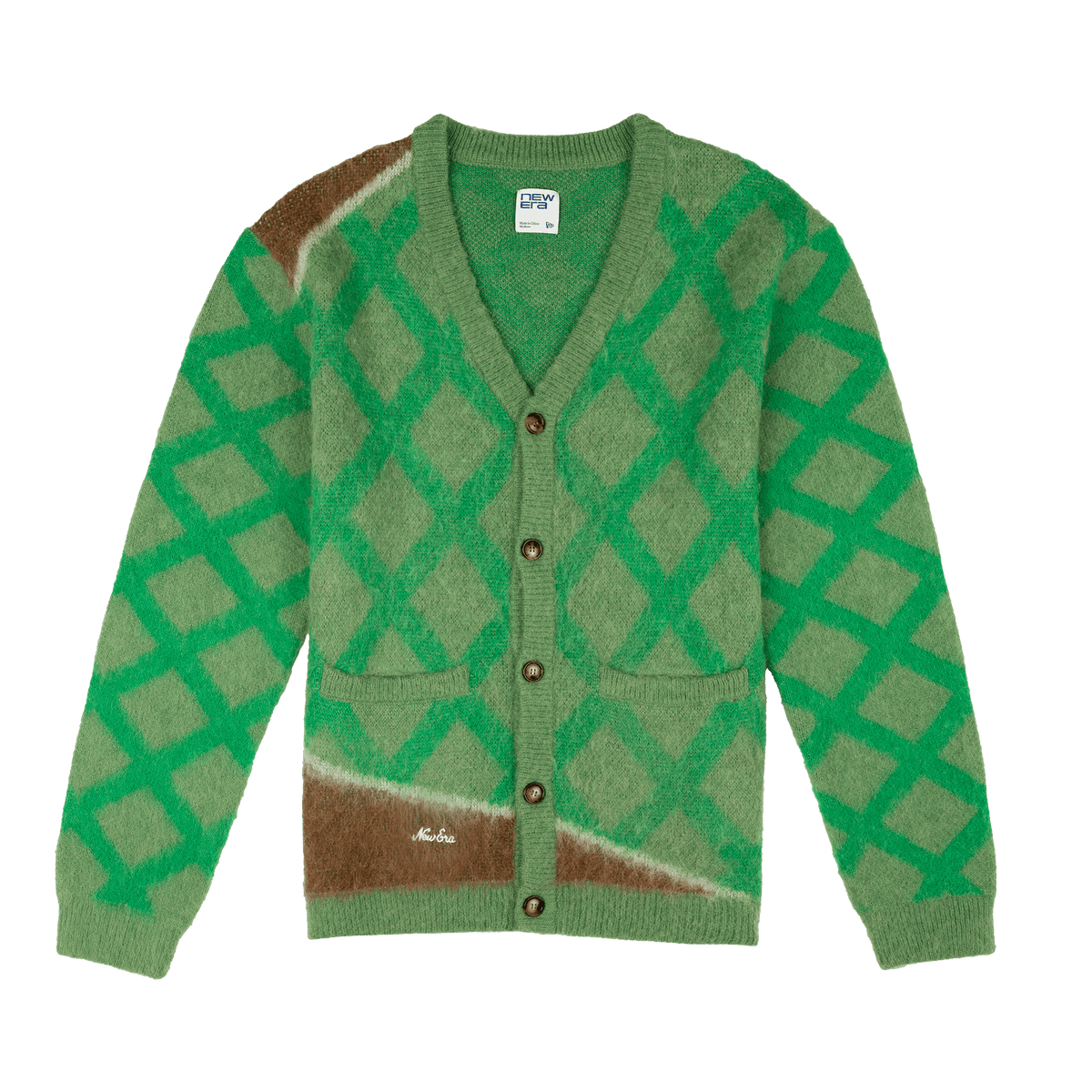 New Era Branded Mohair Field Kelly Green Cardigan