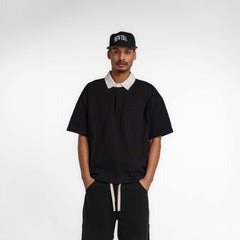 New Era Branded Alden Black Rugby Shirt