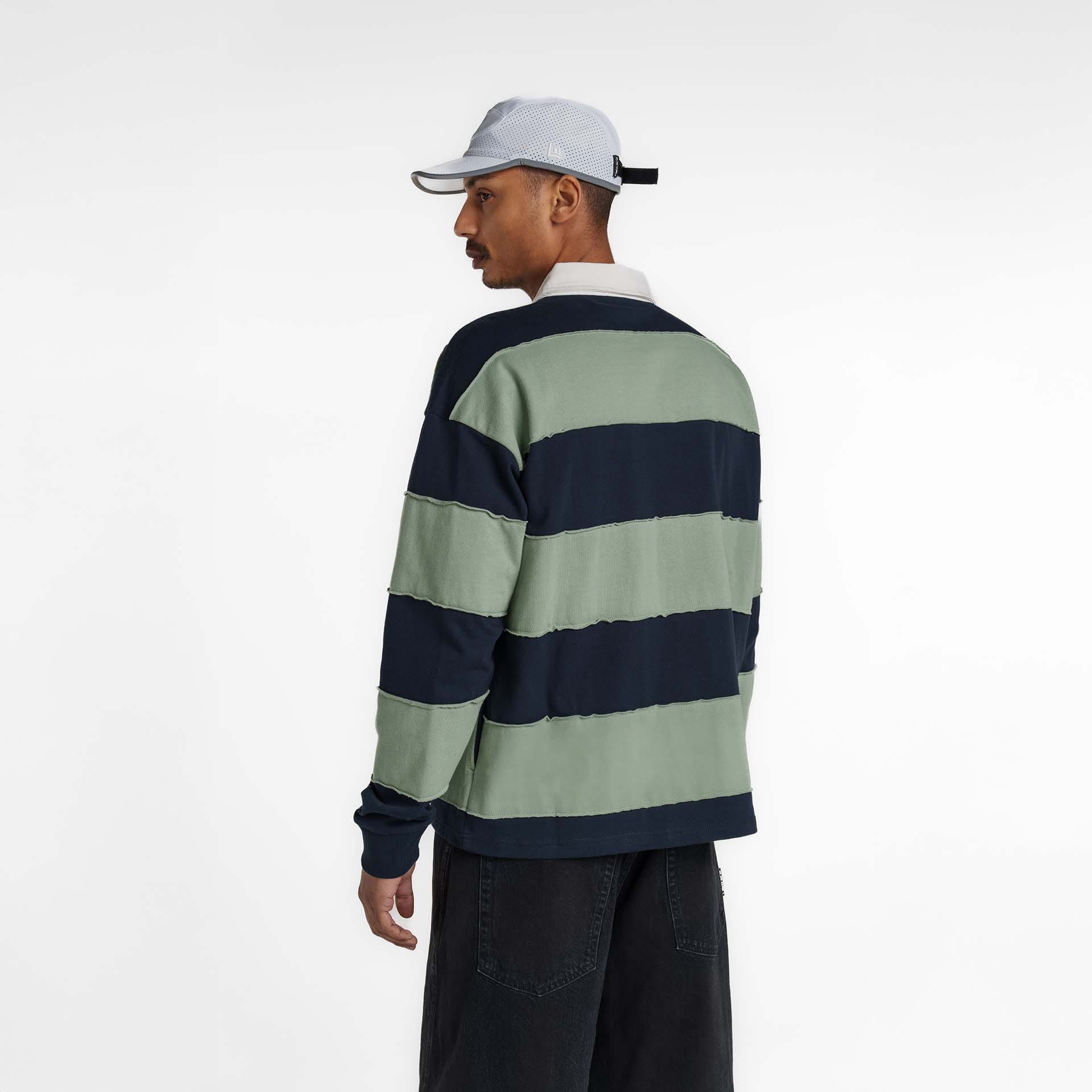 New Era Branded Cut & Sew Block Navy Long Sleeve Rugby Shirt