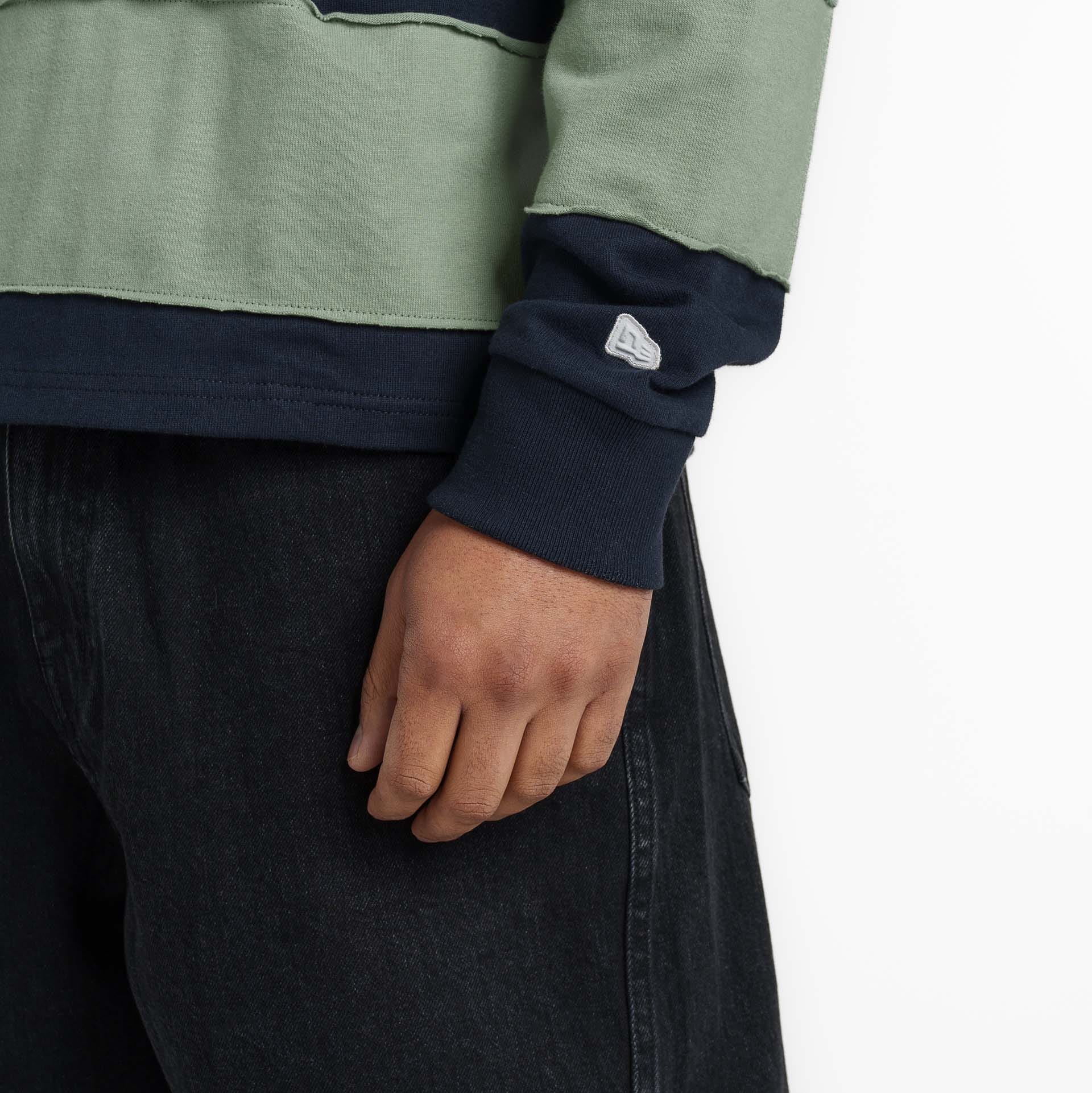 New Era Branded Cut & Sew Block Navy Long Sleeve Rugby Shirt