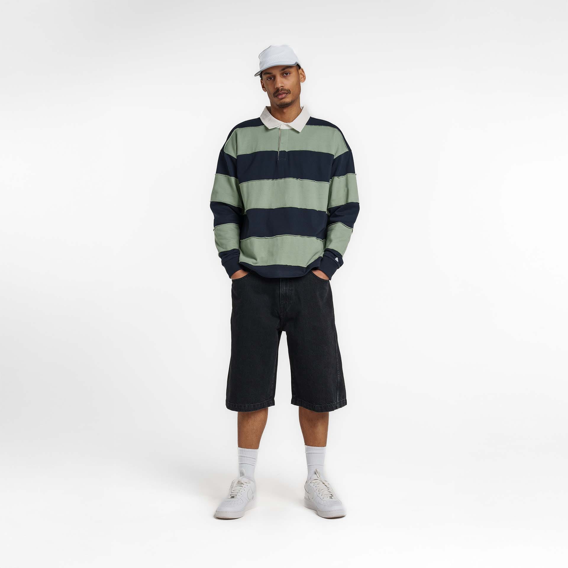 New Era Branded Cut & Sew Block Navy Long Sleeve Rugby Shirt