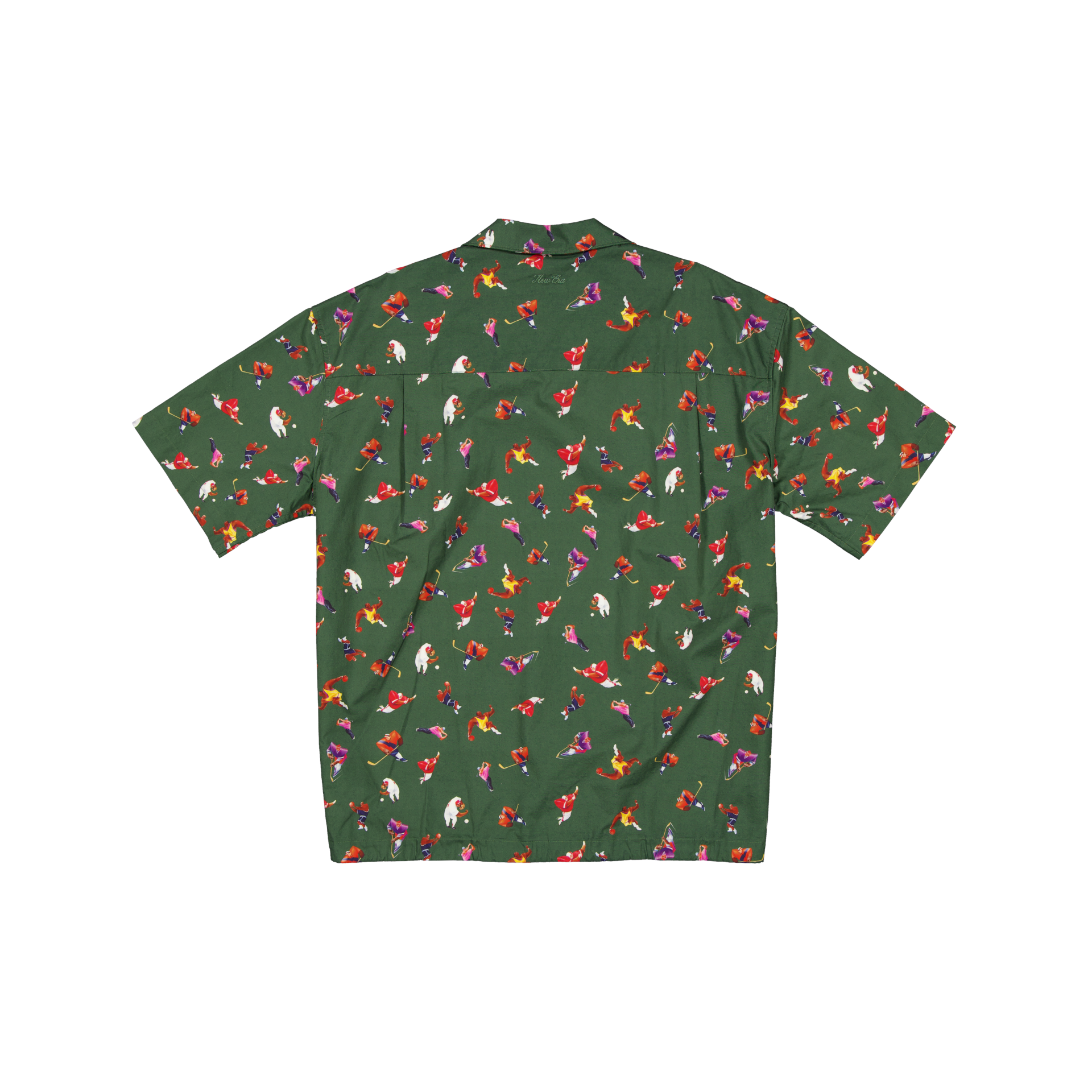New Era Branded Resort Green Bark Open Collared Shirt