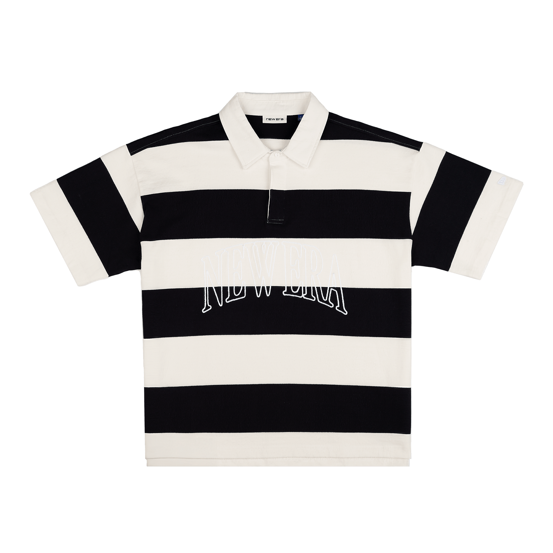 New Era Branded Embroidered Yarn Dye Navy Rugby Shirt